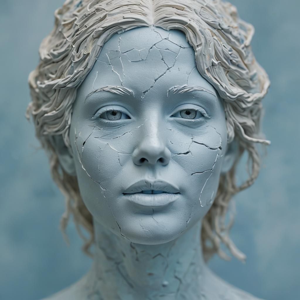 Surreal Porcelain Woman Portrait in Professional Photography...