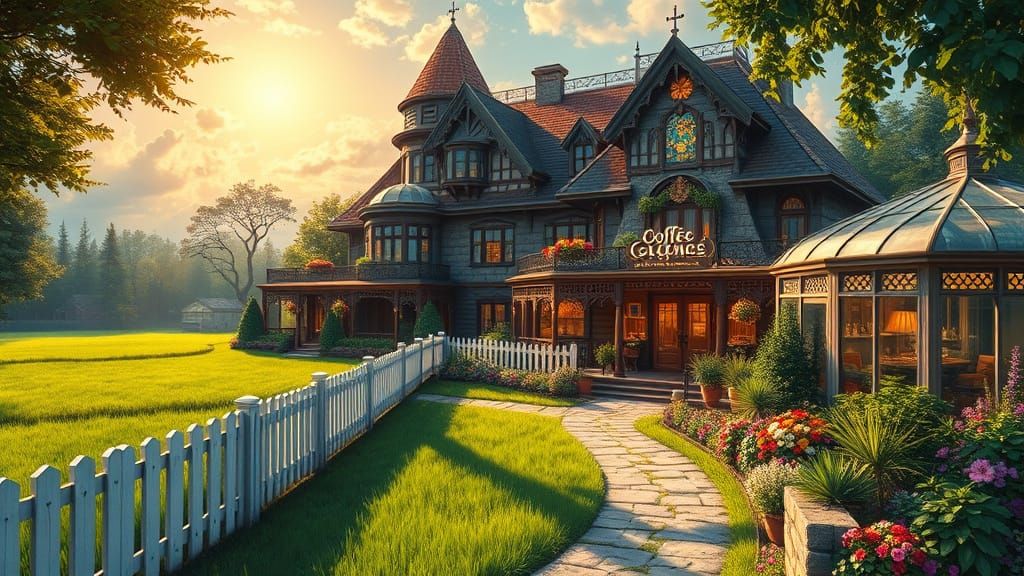 Dreamlike Victorian Estate in Vibrant Summer Light