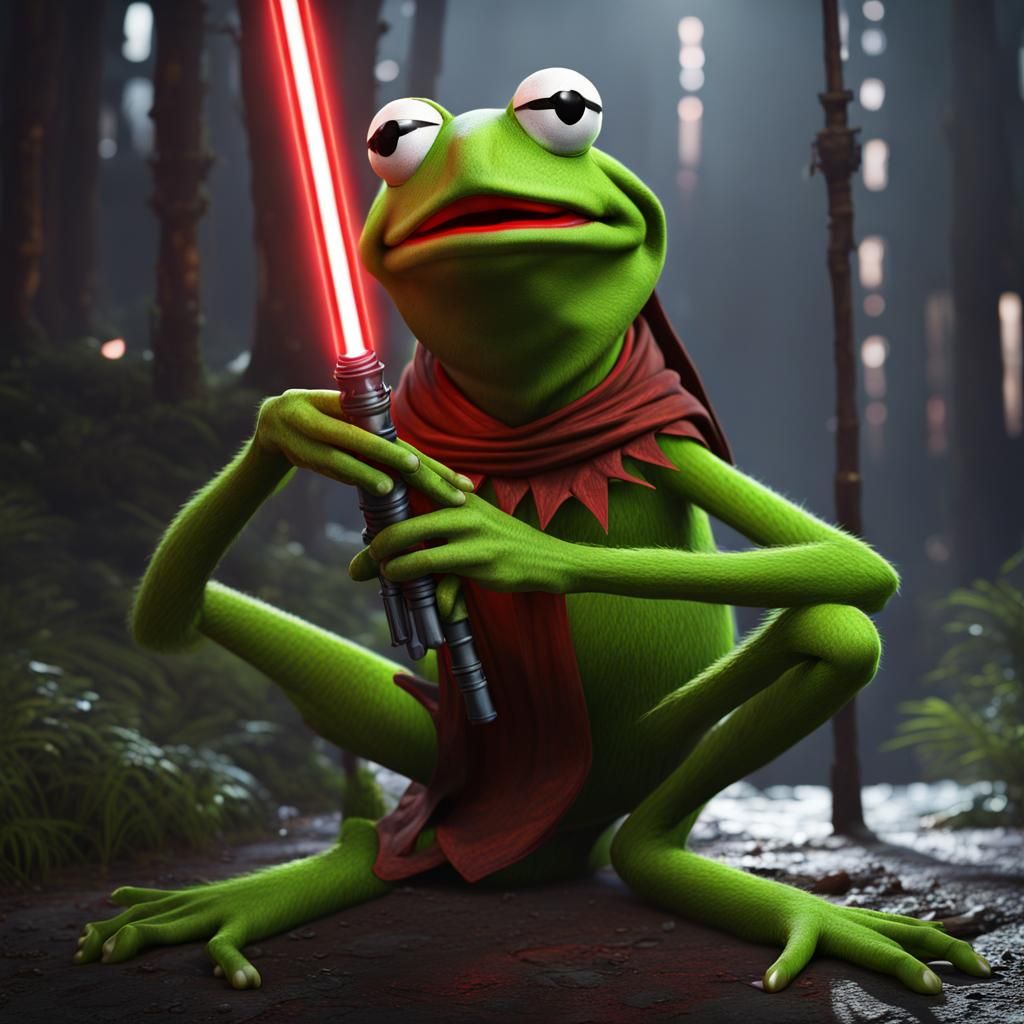 Evil Kermit with Lightsabers: Fantasy Concept Art