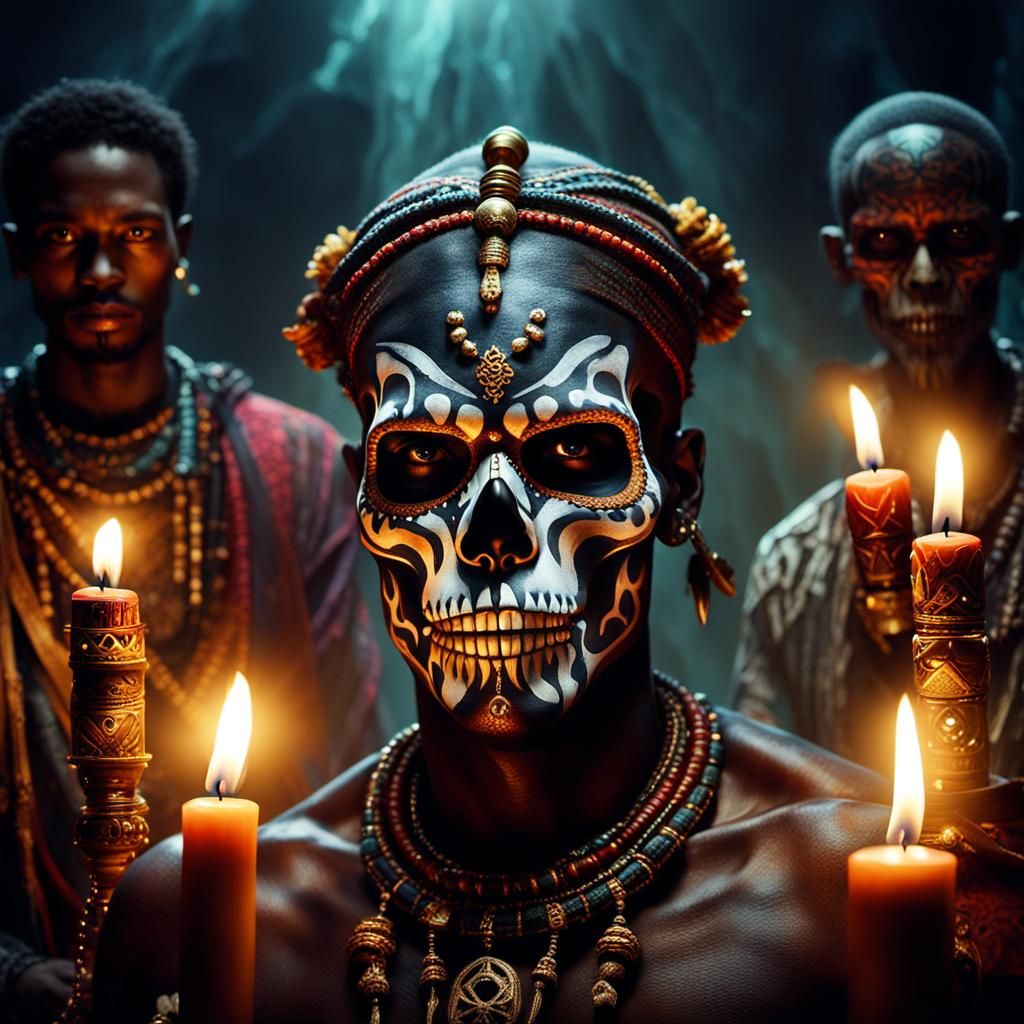 Dark Fantasy Ritual with Skull Face Paint
