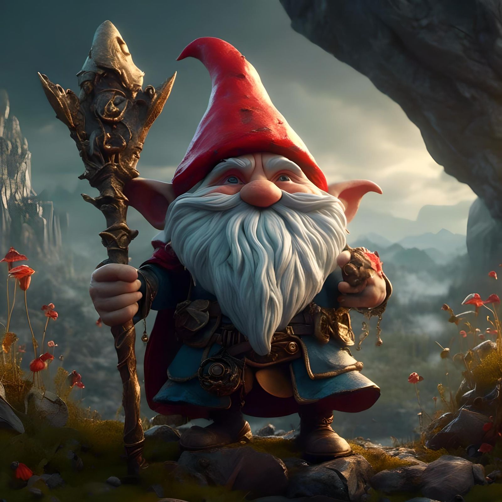 Surreal Gnome King in Deep Fantasy Color Palette