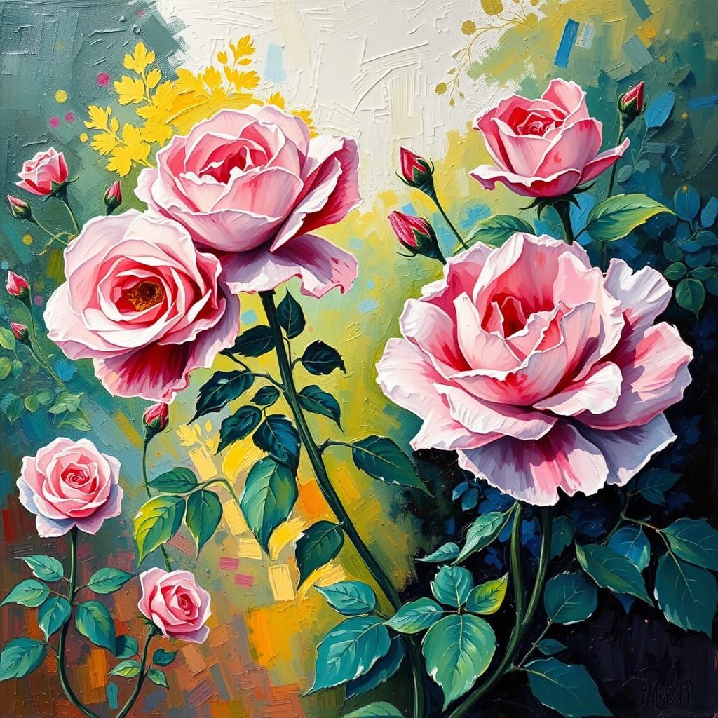 Fantastical Princess in a Vibrant Roses Garden