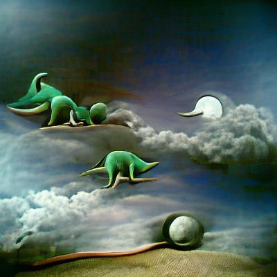 Surreal Dinosaurs on the Moon