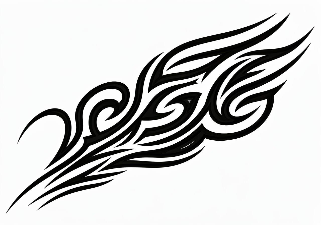 Tribal-Inspired Tattoo Design in Black and White