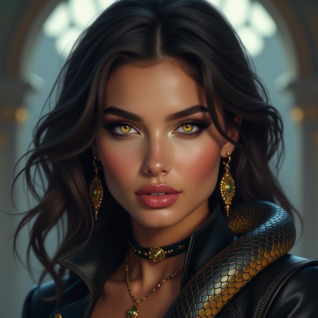 Dark Fantasy Woman With Cobra Eyes
