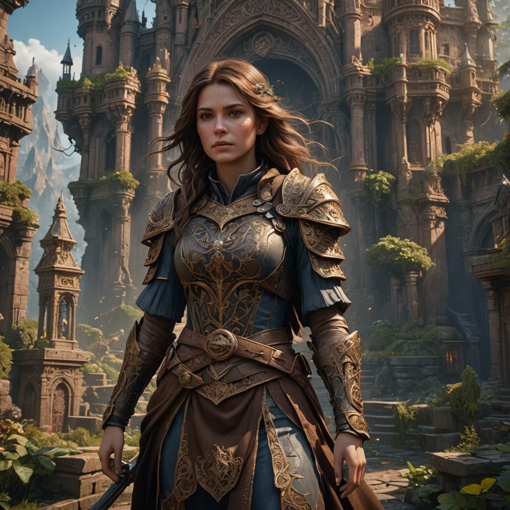 Brown Haired Girl: Detailed Fantasy Art