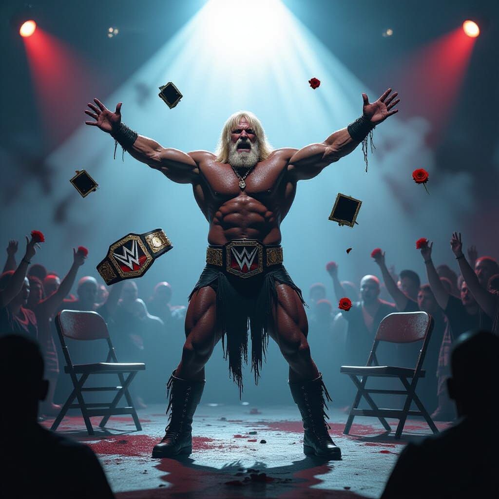 Haunting Hulk Hogan Silhouette in Surrealist Collage