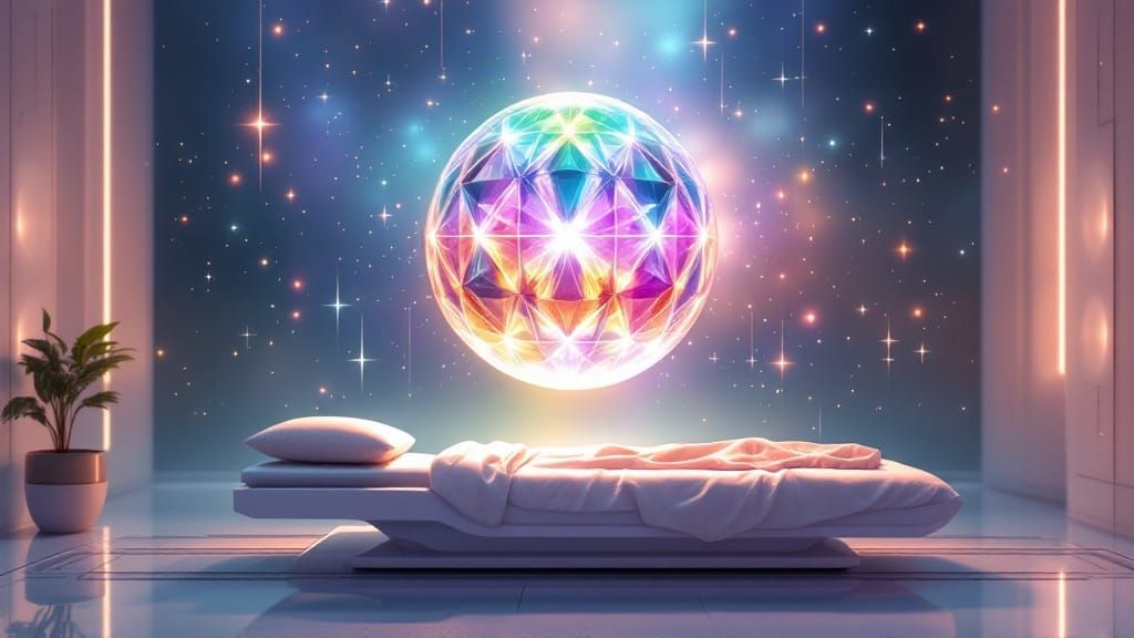 Crystal Grid Healing Portal in a Futuristic Med-Bed Atmosphe...