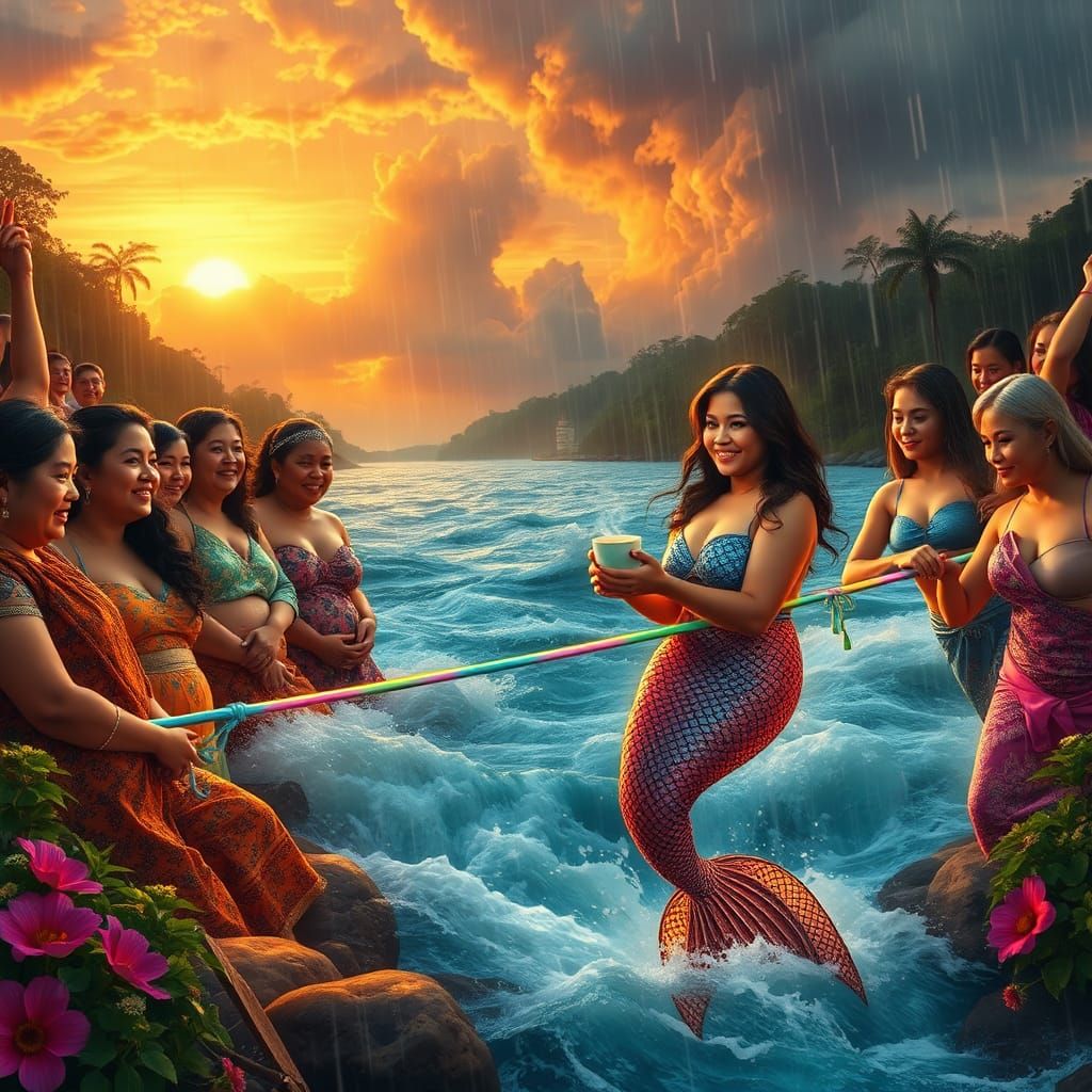 Whimsical Tug-of-War with Mermaid Judge