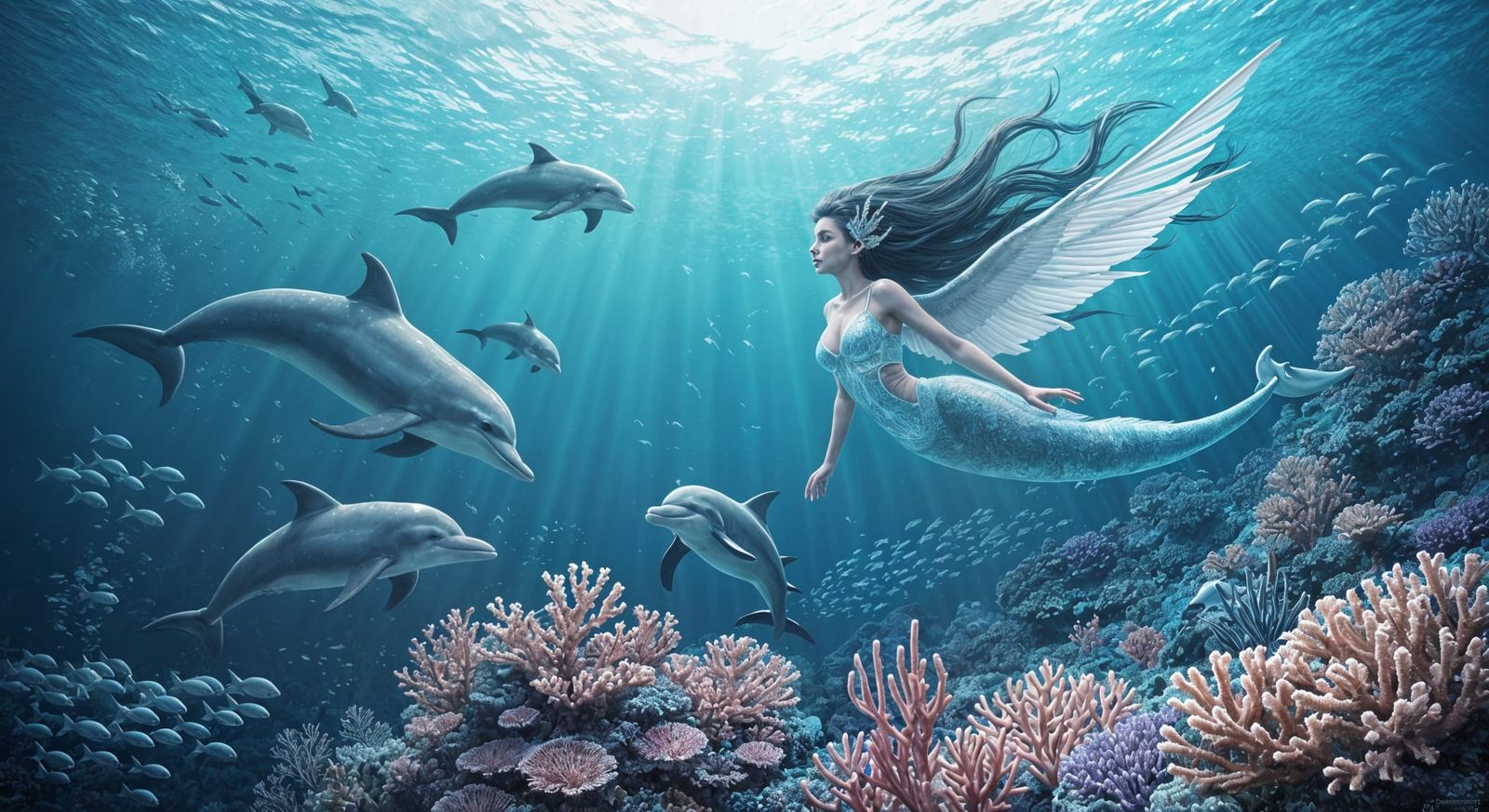 Ethereal Angel in Surreal Underwater Dreamscape