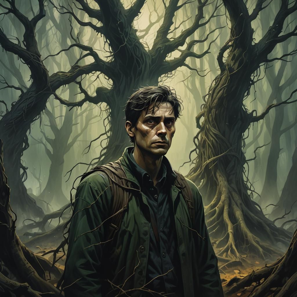 Eerie Forest Portrait in Dark Fantasy Style
