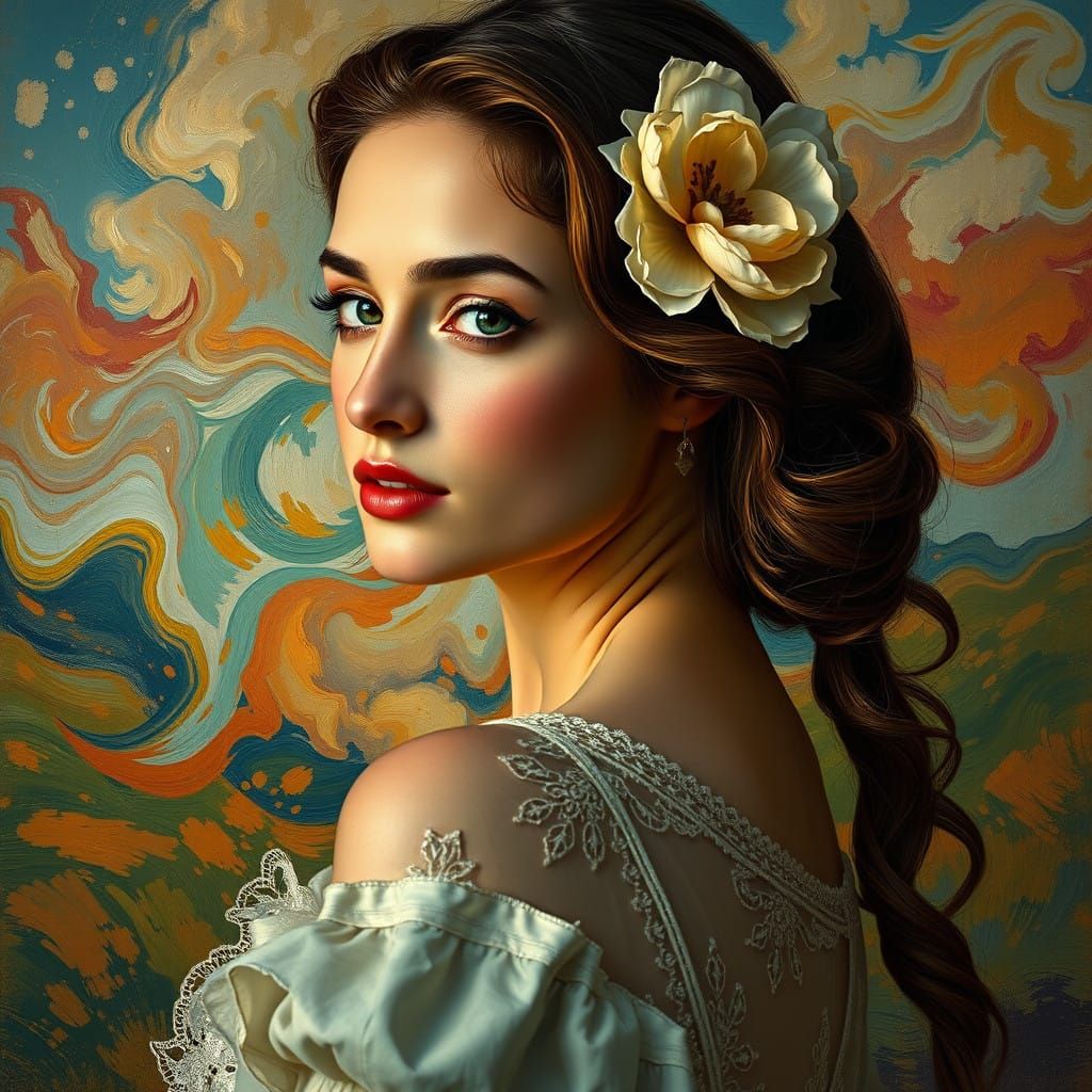 Elegant Woman in Impressionist Oil Painting