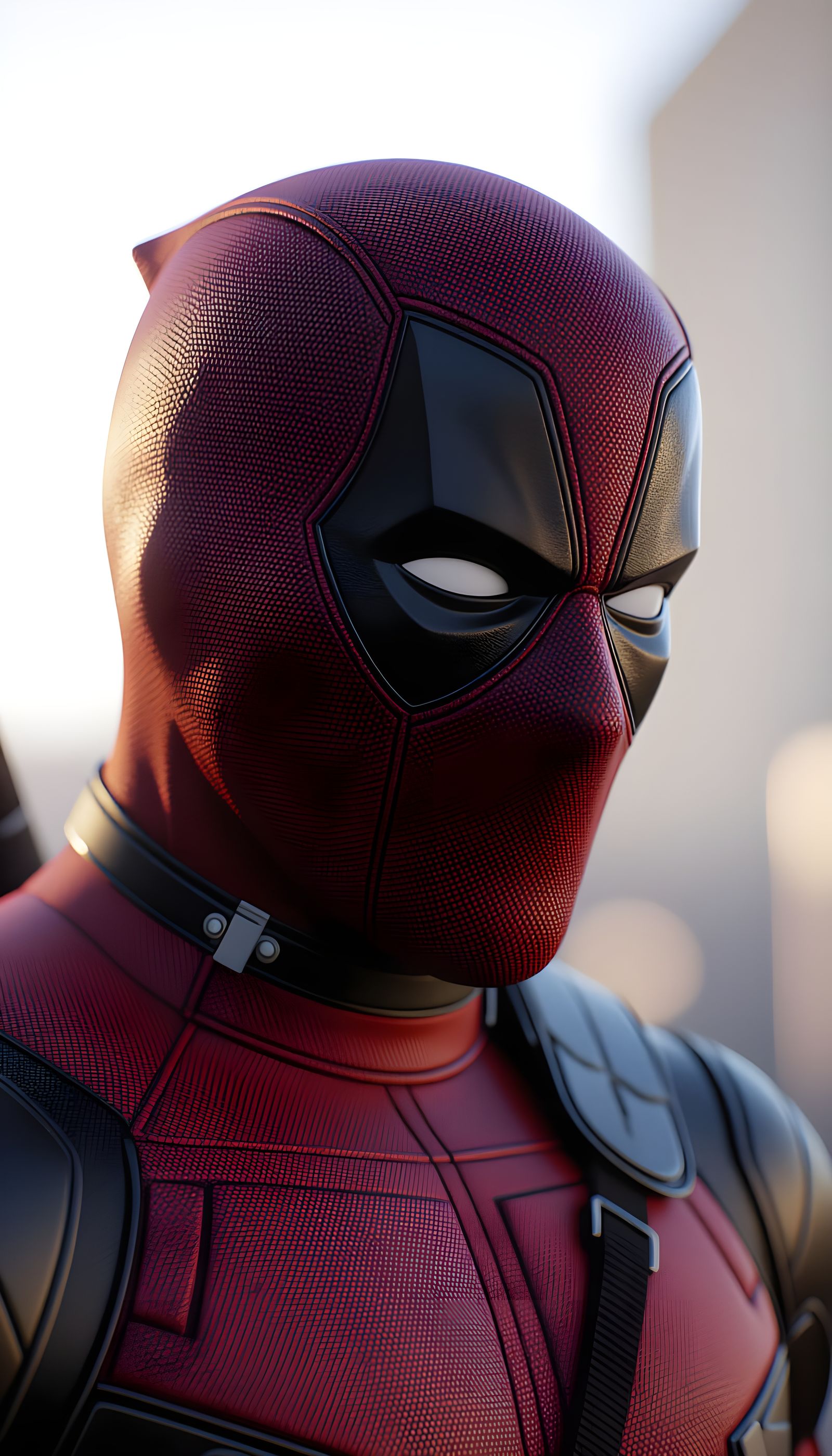 Deadpool Mask Close-Up in Dramatic Noir Lighting