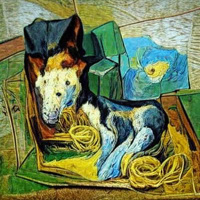 Surreal Dog Portrait in Impasto Style
