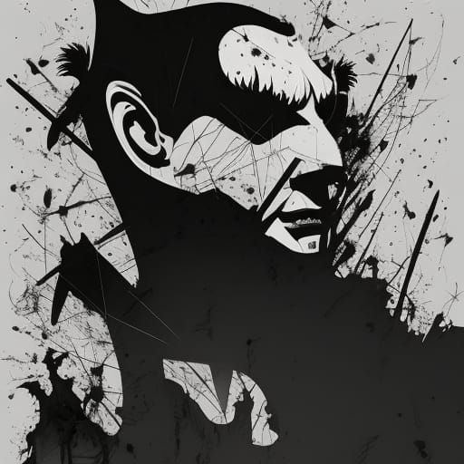 Bela Lugosi Portrait with Bat Shadow in Dark Art Style