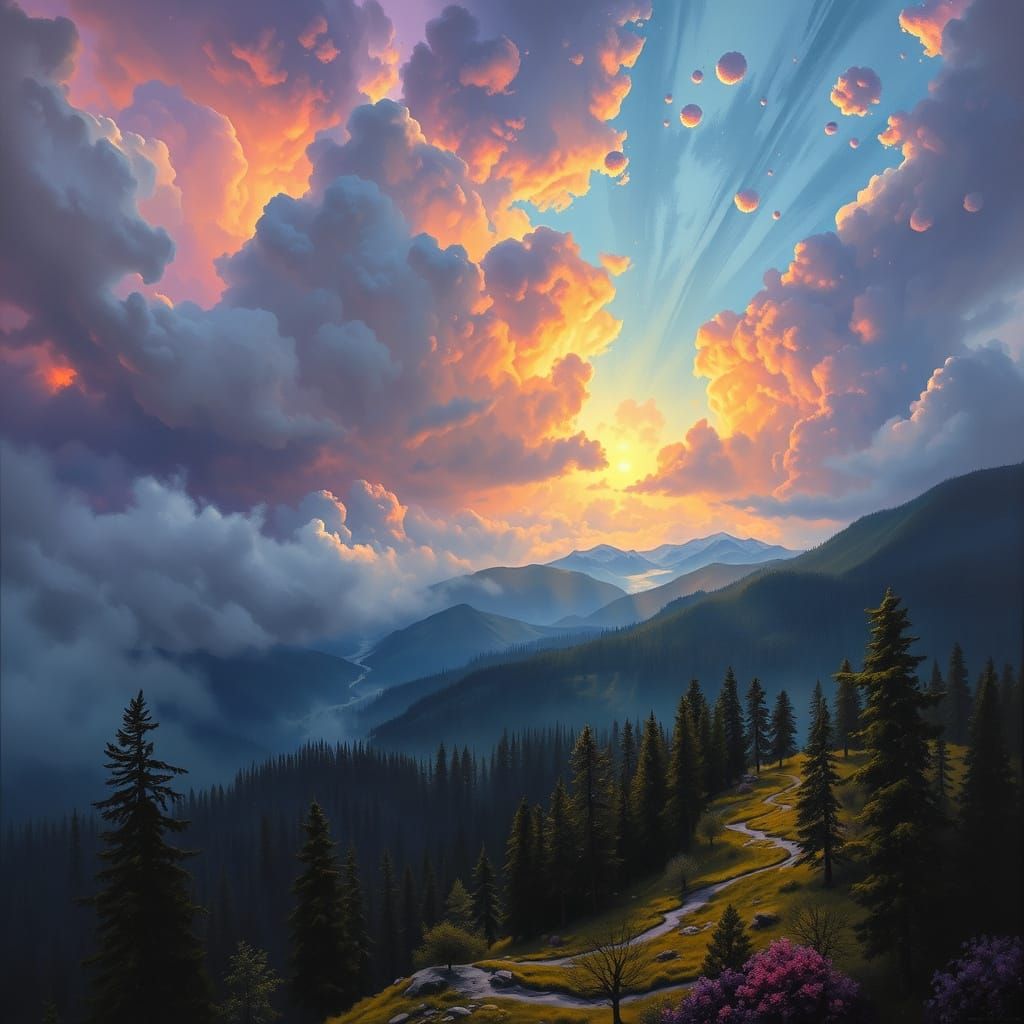 Majestic, Dreamlike Landscape in Vibrant Colors