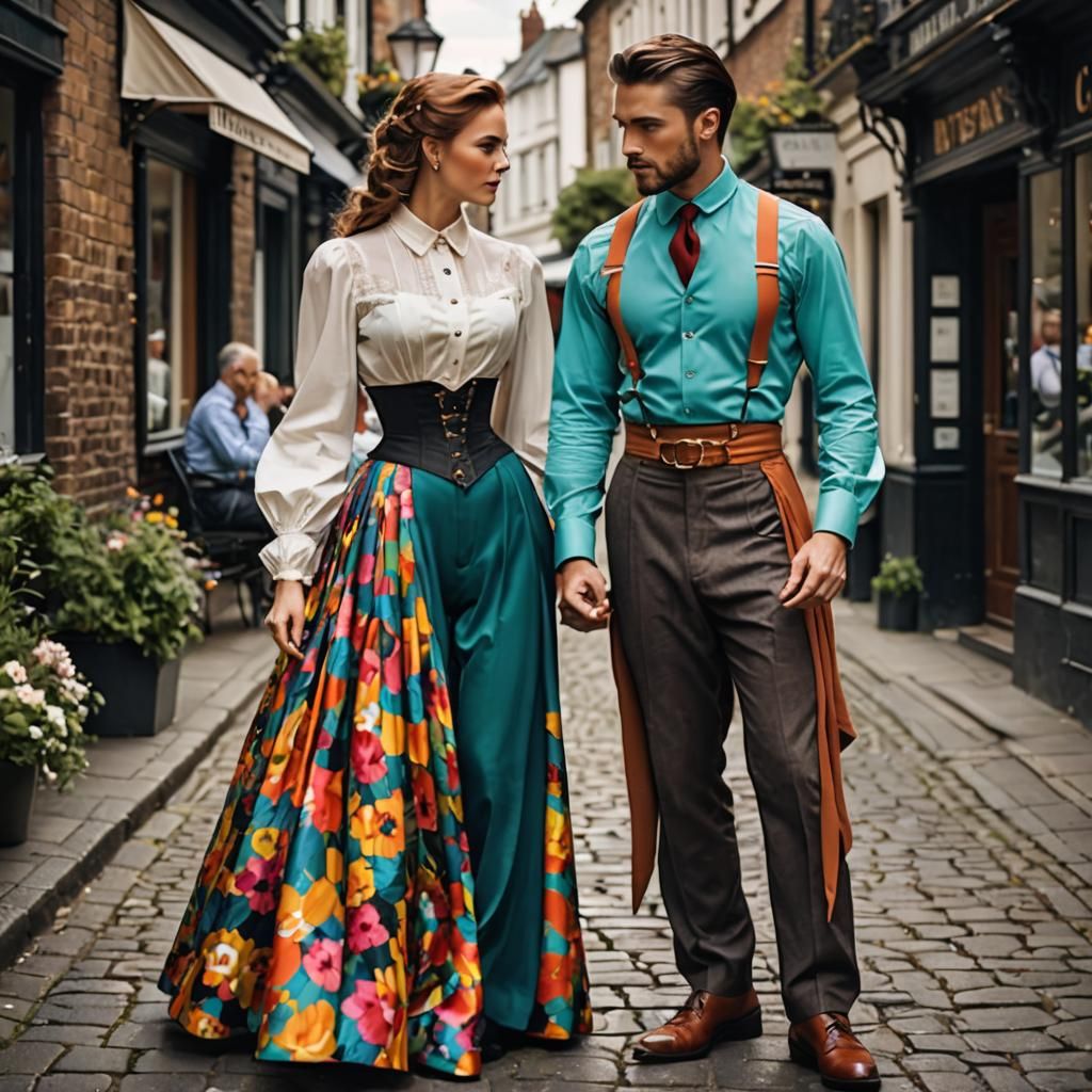Colorful Portrait of a Woman and a Man