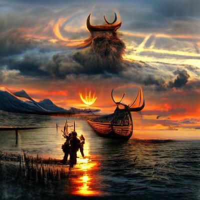 Viking Sunset: A Norse Mythology Masterpiece