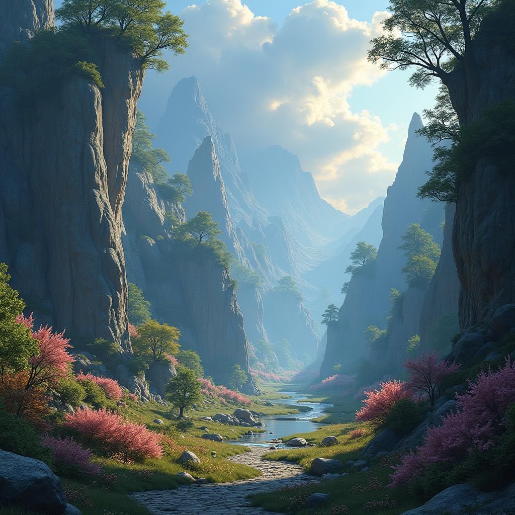 Mystical Fantasy Landscape in Detailed Matte Painting