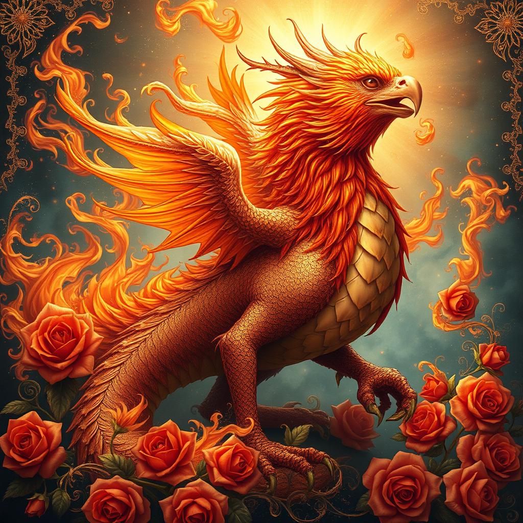 a siren , a phoenix ,an eagle, a dragon in beautiful detail ...
