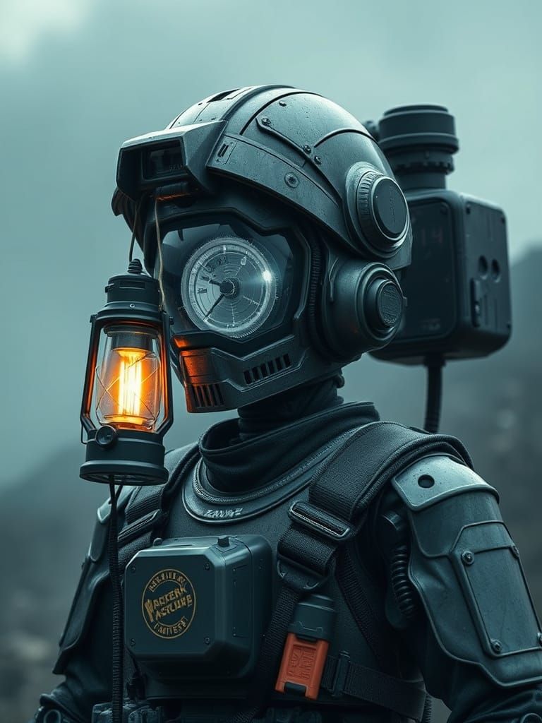 Futuristic Search and Rescue Android in Lantern Form