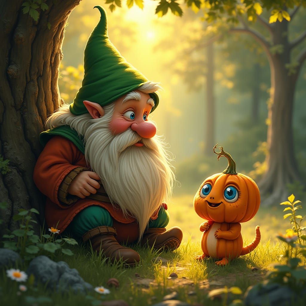 Stout Dwarf Engages in Whimsical Conversation with Adorable ...