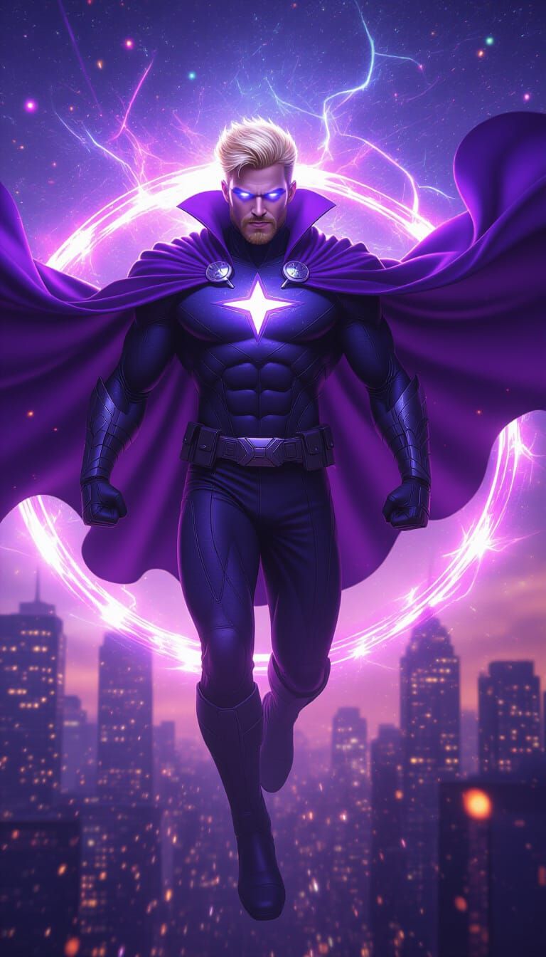 Celestial Hero Ascends Through Cosmic Portal