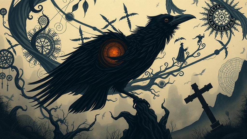 Mystical Raven in Surrealist Dreamscape