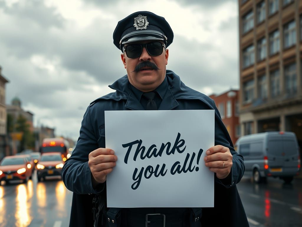 Stout Police Officer Expresses Gratitude with Authority