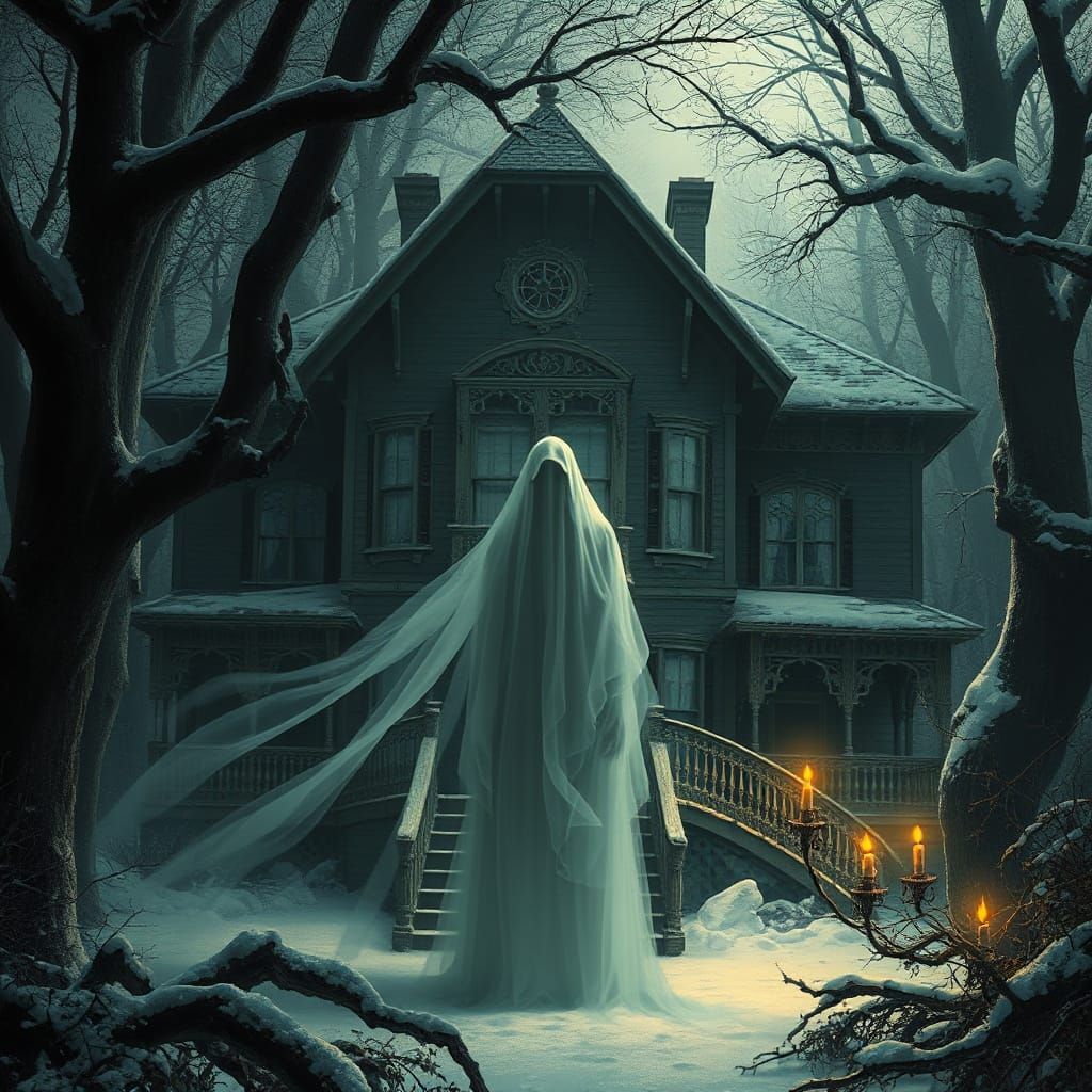 Spectral Spirit Haunts Abandoned Victorian Mansion in the Da...