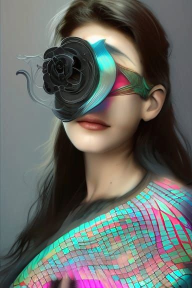 Woman in 3D Mask: Hyperdetailed Concept Art