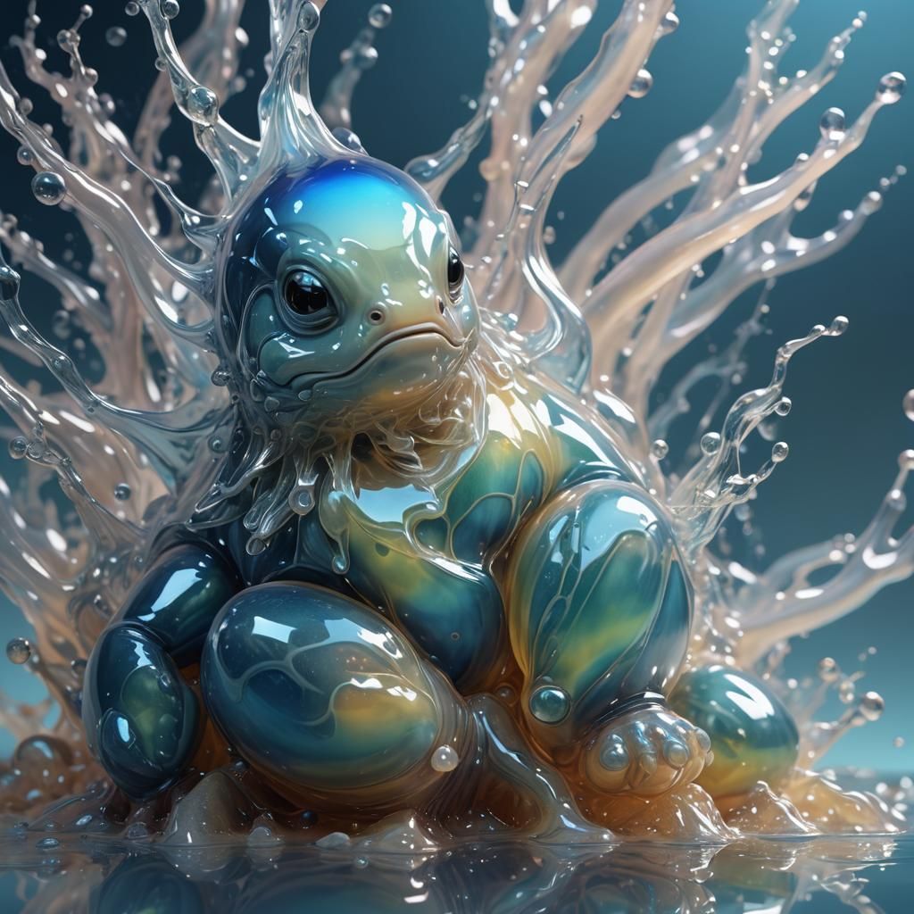 Translucent Squishy Creature in Surrealist Splash Art