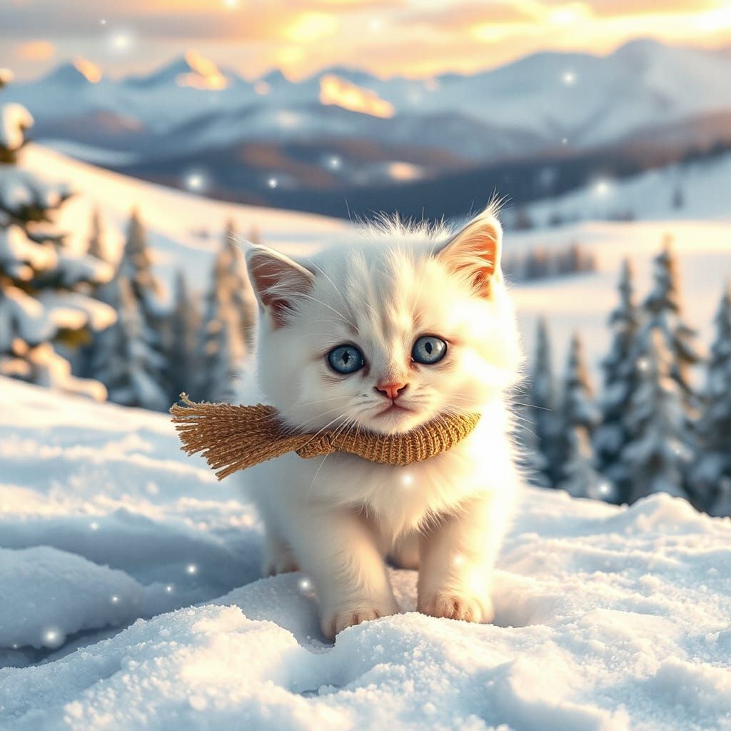 Whimsical Kitten Frolics in Winter Wonderland