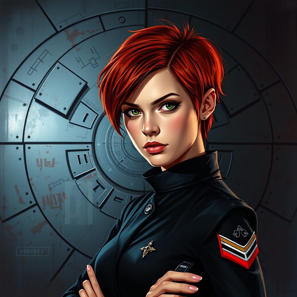 Sly Red-Haired Imperial Officer in Star Wars Uniform