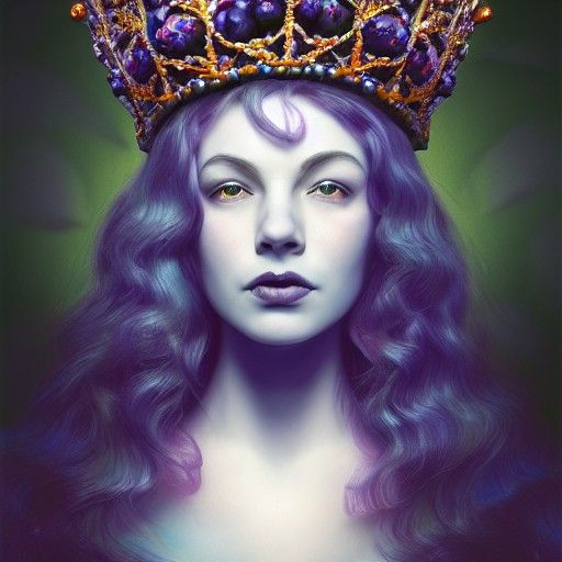 Blueberry Crowned Queen in Gothic Acrylic Art