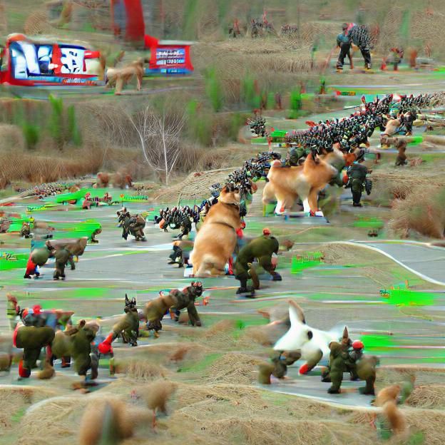 Epic Dog Army Battles North Korea: 8K Render