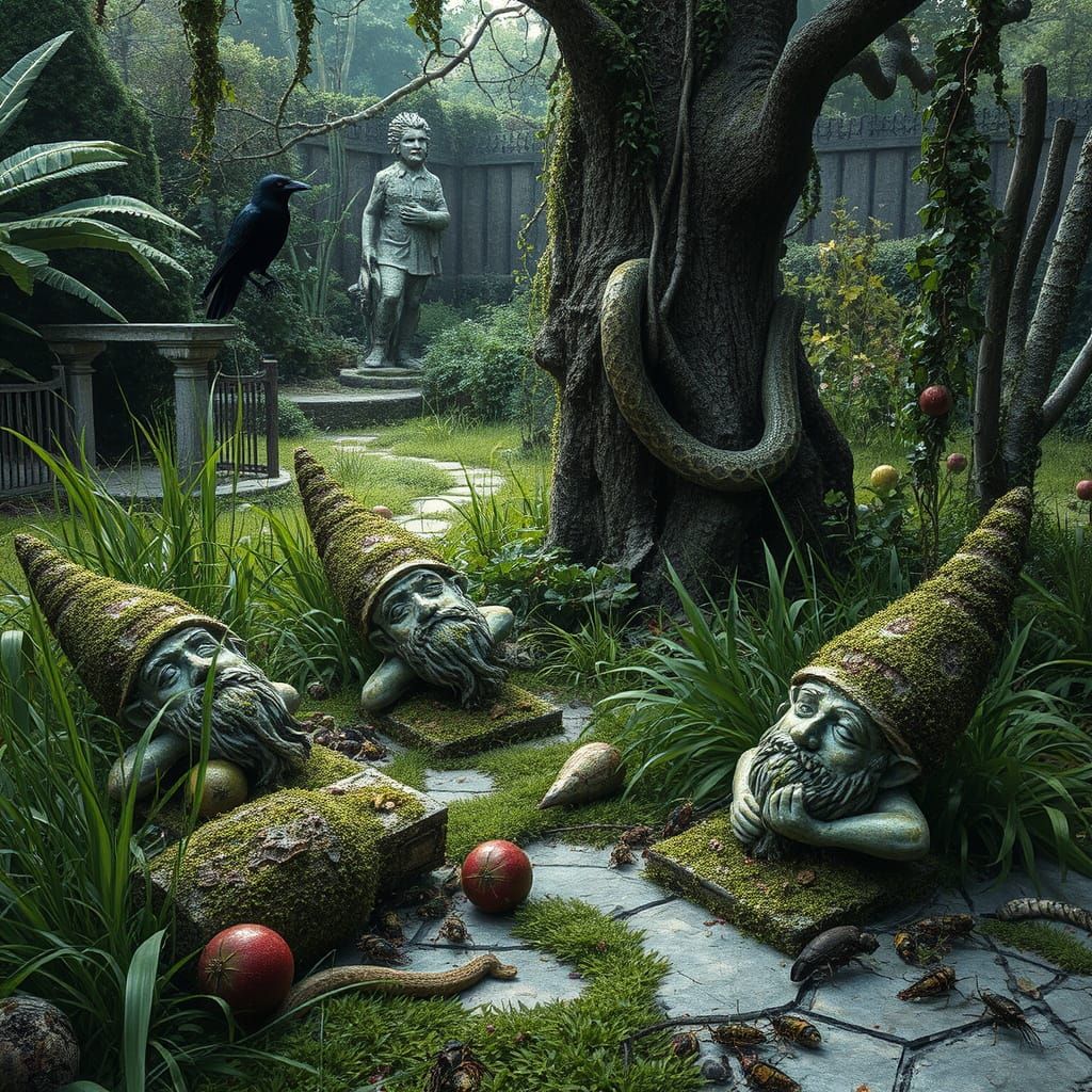 Desolate Abandoned Garden in Dark Romantic Style