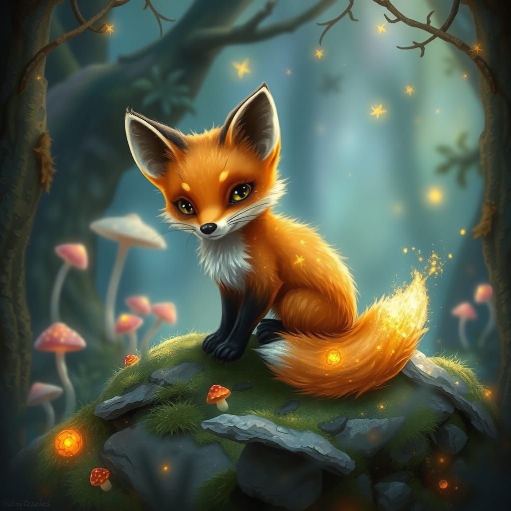 Enchanted Forest Fox in Whimsical Fantasy Style