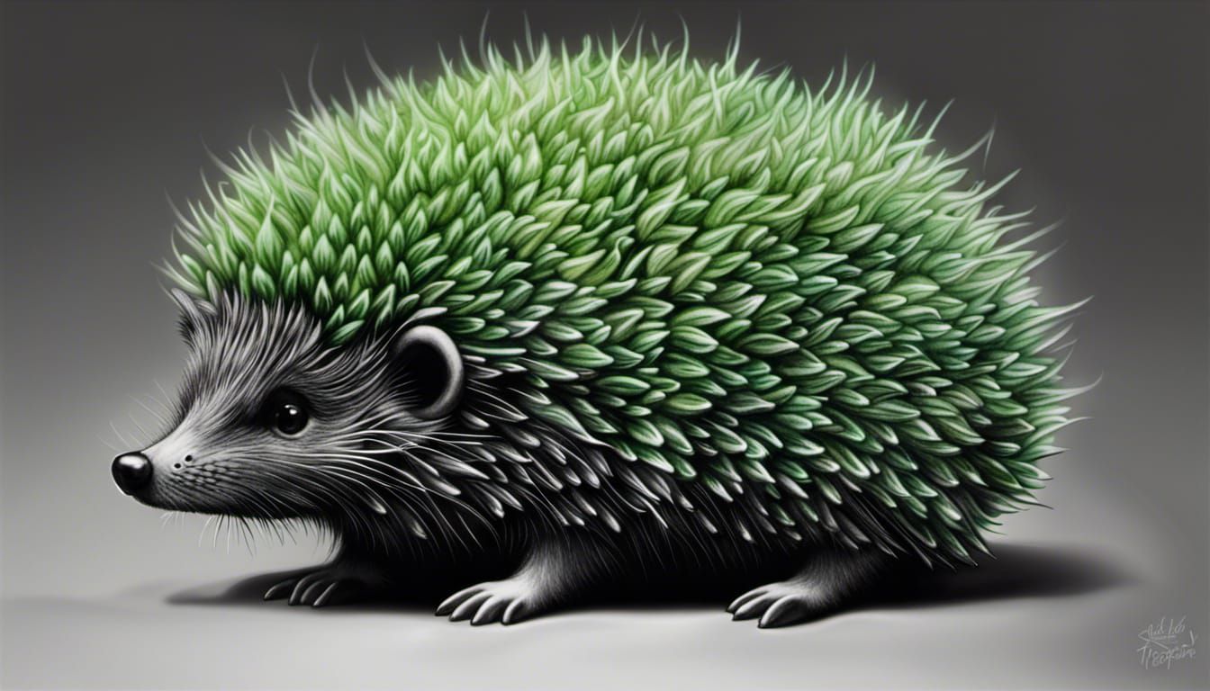 Hedgehog Hedge Sculpture in Ethereal Ferrofluid Art