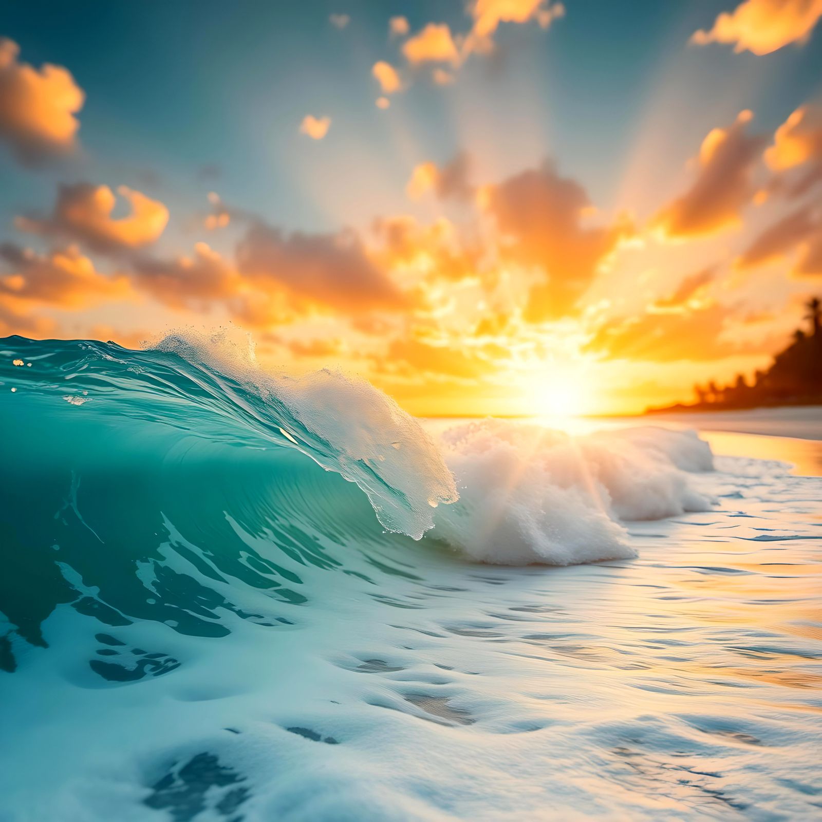 Paradise Beach: Perfect Wave at Golden Hour