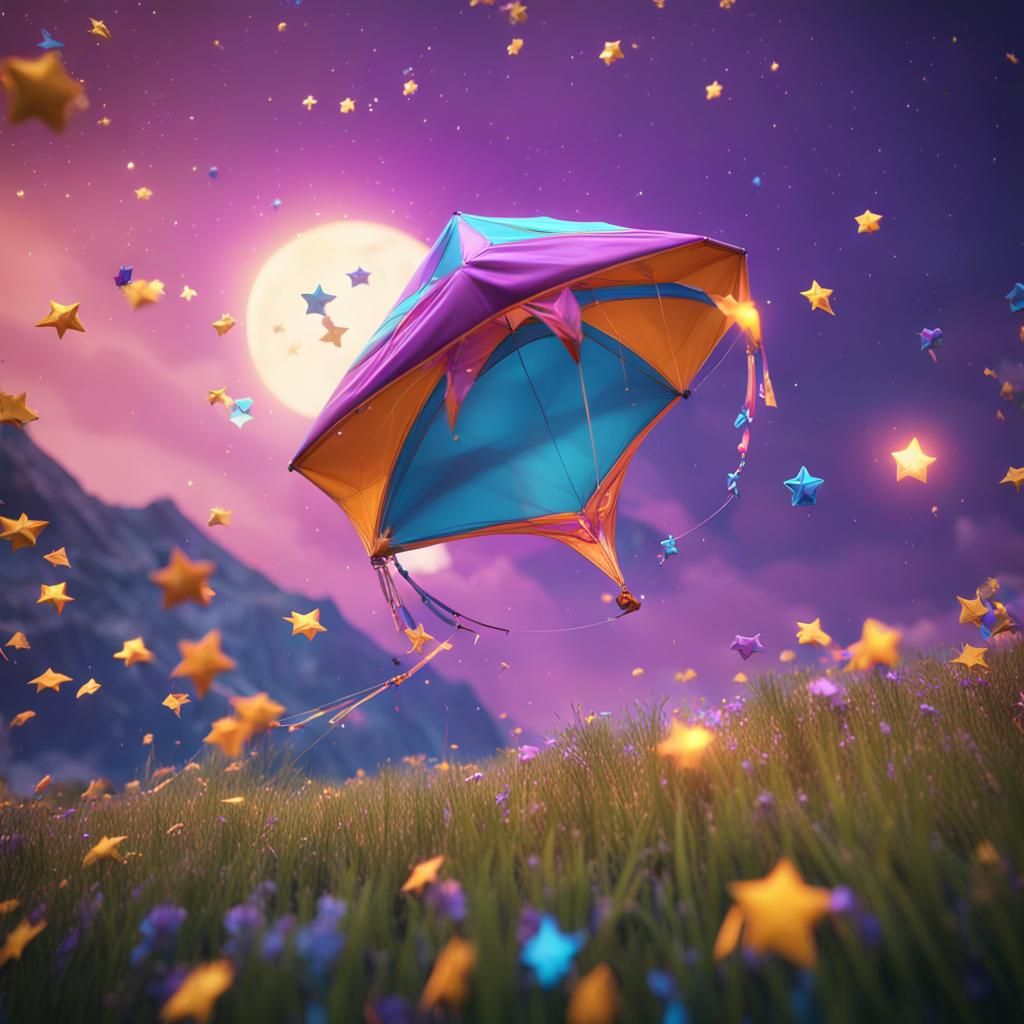 Celestial Kite in a 3D Game Cinematic Style