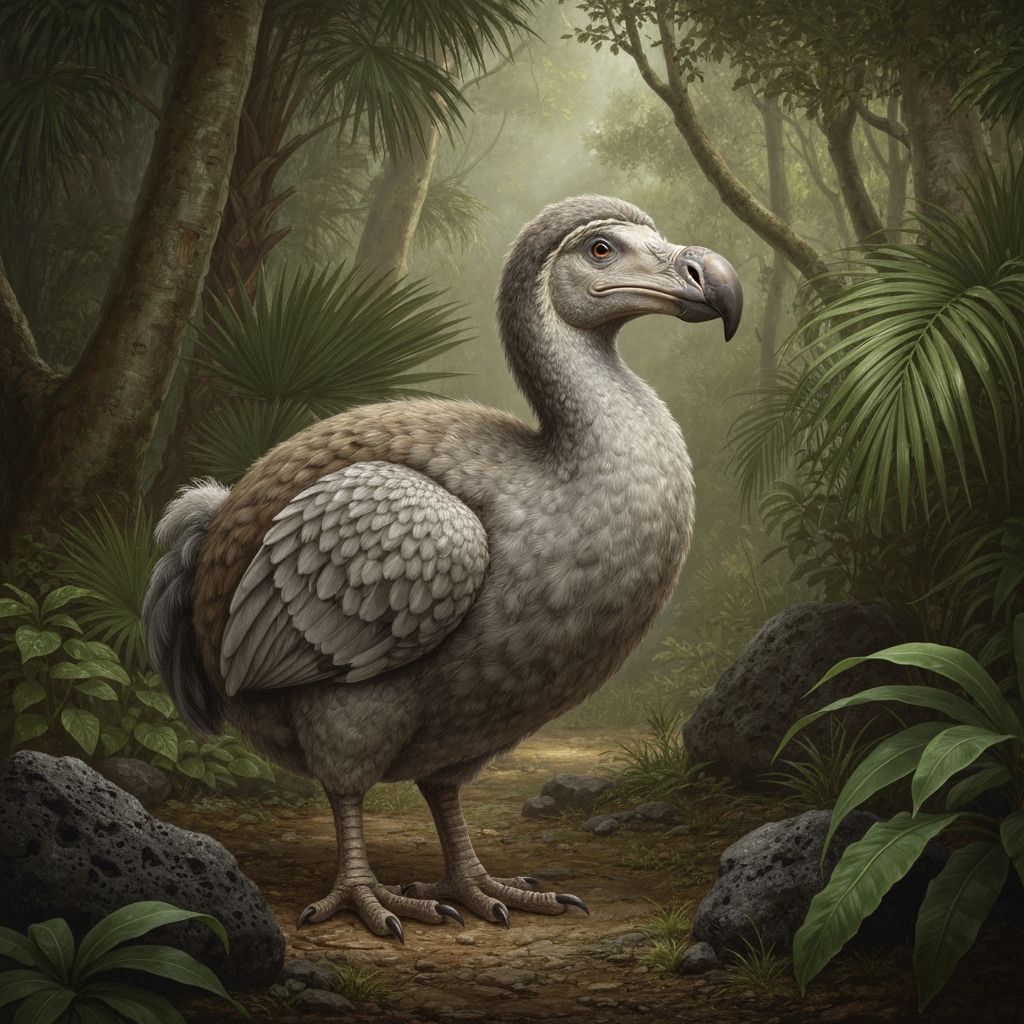 Hyperrealistic Dodo Portrait in Native Habitat