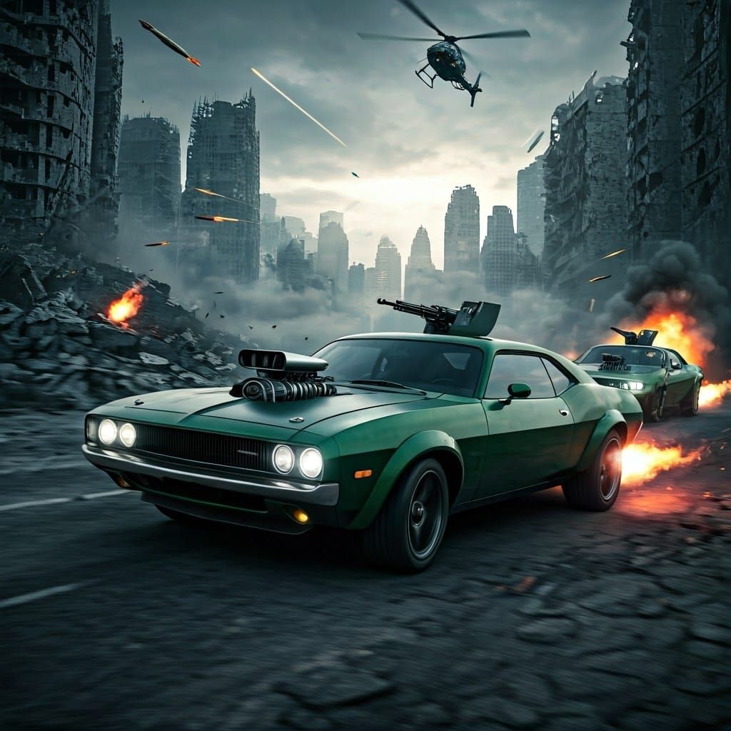 Post-Apocalyptic Muscle Car Chase Scene