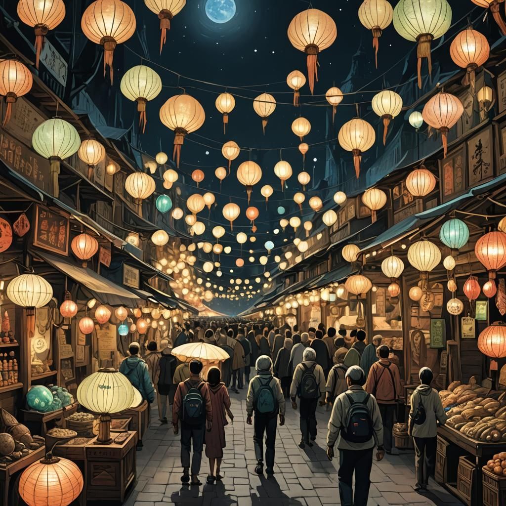 Alien Shell Market at Night