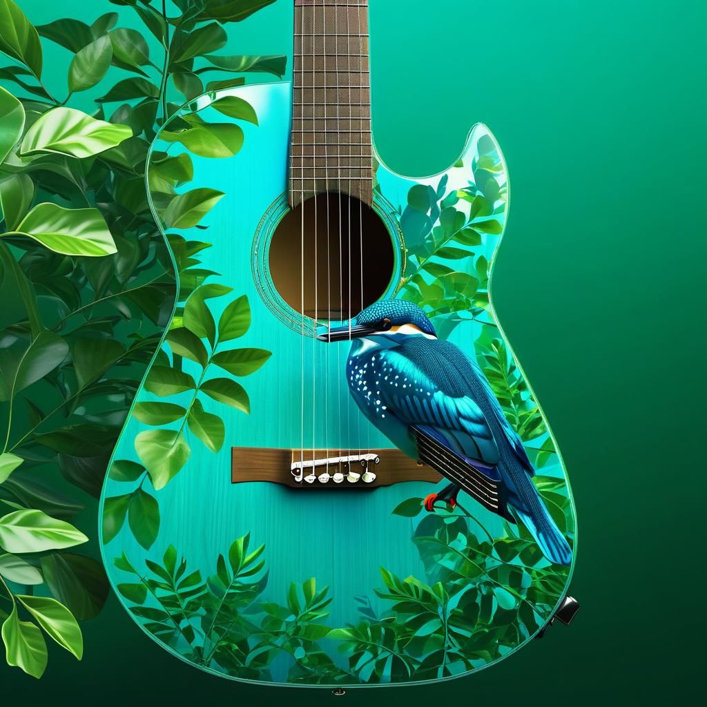 Kingfisher Guitar with Myrtle in Double Exposure