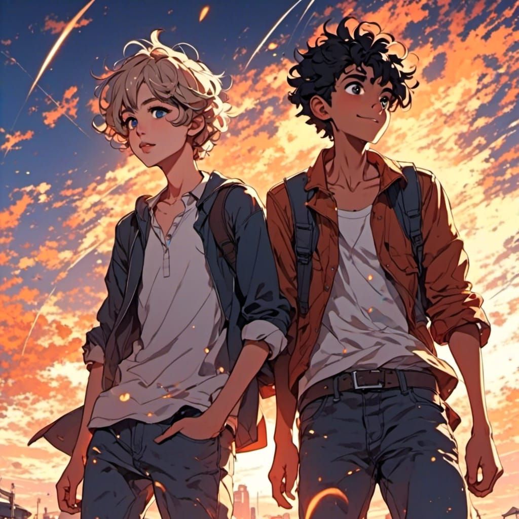 Anime Boys in Inked Style with Intense Detail