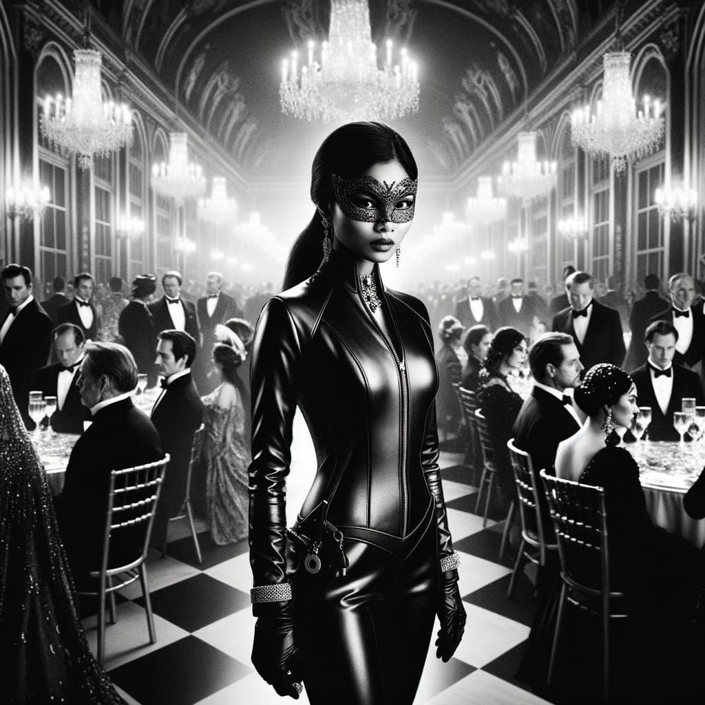 Stealthy Jewel Thief in Noir Style Masquerade Ball
