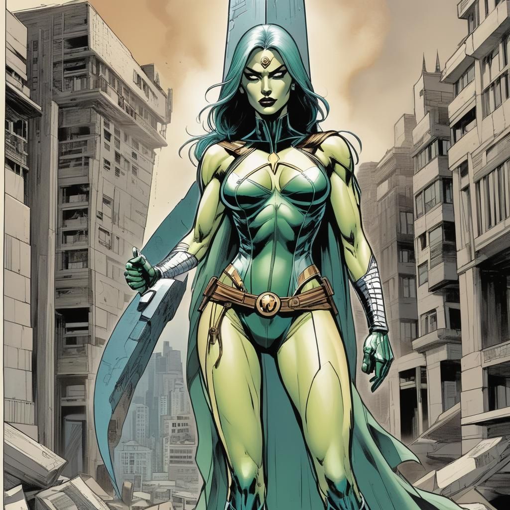 Mermaid Daydreaming in Dystopian Landscape