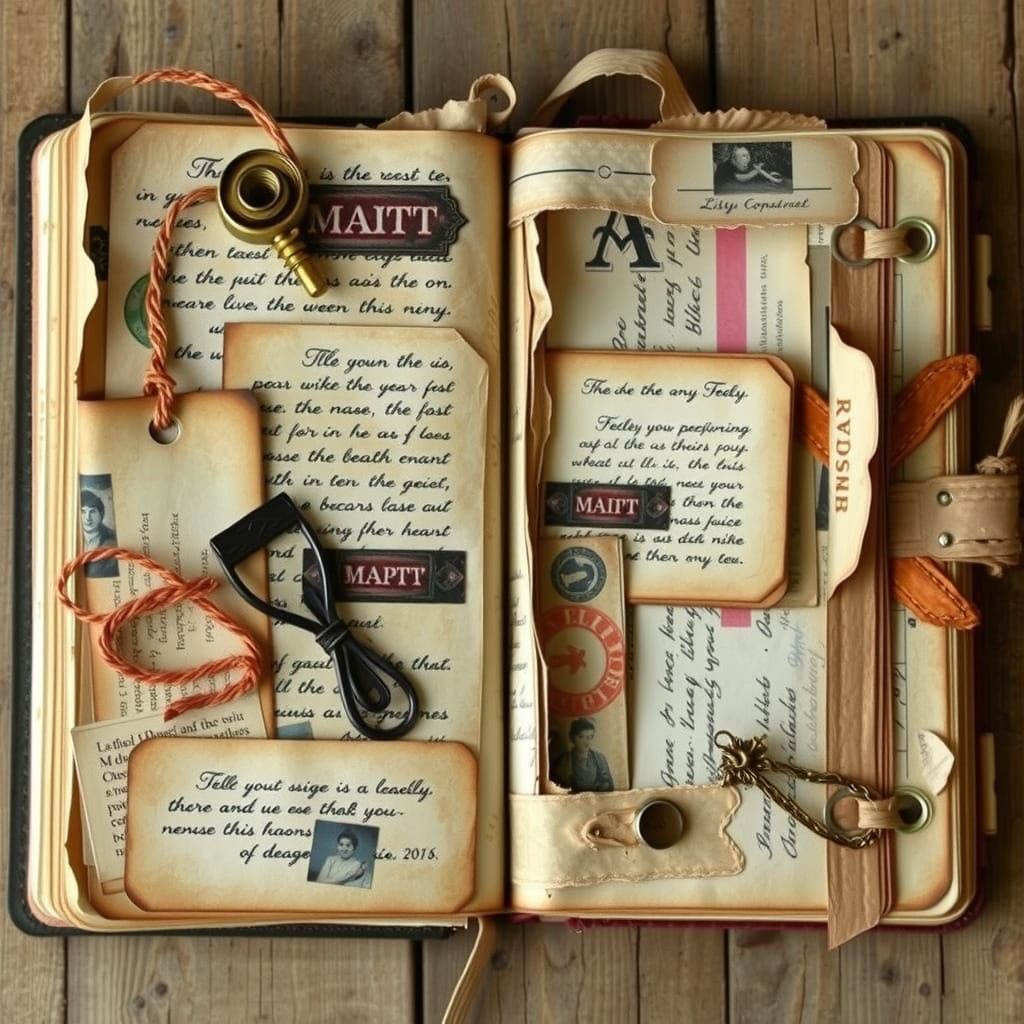 Distressed Vintage Journal with Ephemera