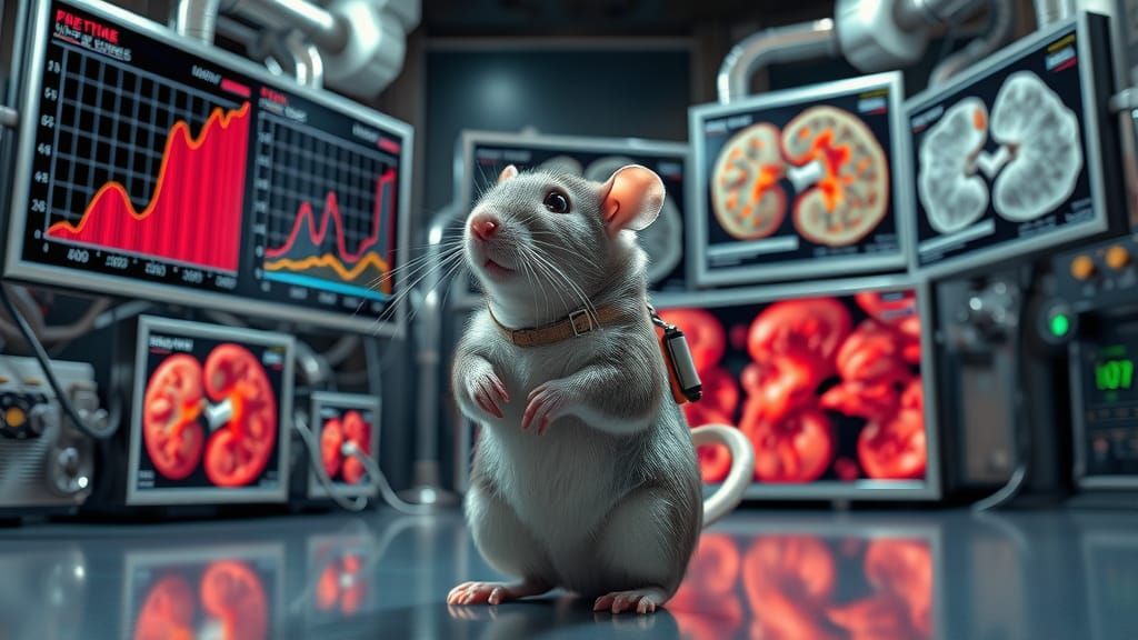 Lab Rat Kidney Research: A Futuristic Sci-Art Image